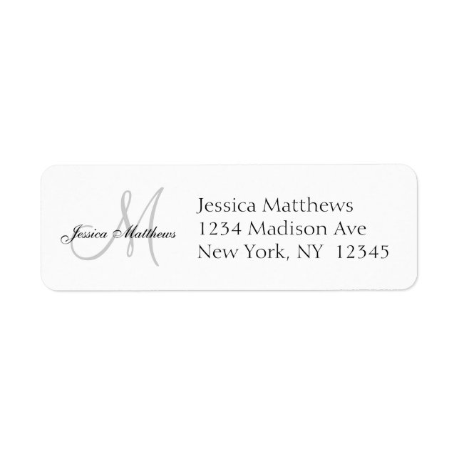 Monogram Wedding Invitation Simple Address Labels (Front)