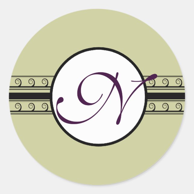 Monogram Wedding Invitations & Gifts Classic Round Sticker (Front)
