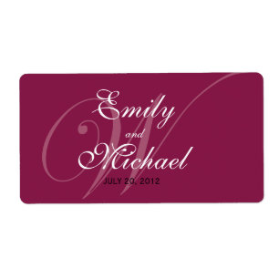 Monogram Wedding Labels -Burgundy