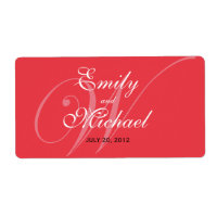 Monogram Wedding Labels -Deep Red