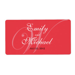 Monogram Wedding Labels -Deep Red