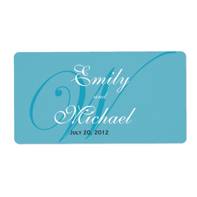 Monogram Wedding Labels -Turquoise (Front)