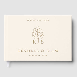 Monogram Wedding Logo Monstera Guest Book