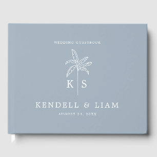 Monogram Wedding Logo Palm Tree Guest Book