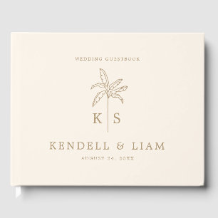Monogram Wedding Logo Palm Tree Guest Book
