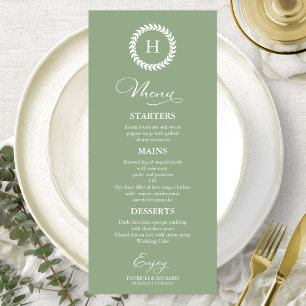 Monogram Wedding Menu Cards Green Sage