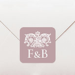 Monogram Wedding Ornate Floral Pink Square Sticker<br><div class="desc">Add an elegant touch to your stationery with a personalized stickers. This monogrammed design features a vintage floral motif with stylized flowers and ornate foliage, paired with classic serif typography for a sophisticated look. Perfect for weddings and anniversaries, this editable template can be personalized with a couple's monogram initials to...</div>