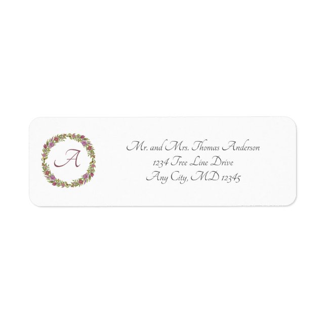 Monogram Wedding Pink Green Floral Return Address (Front)