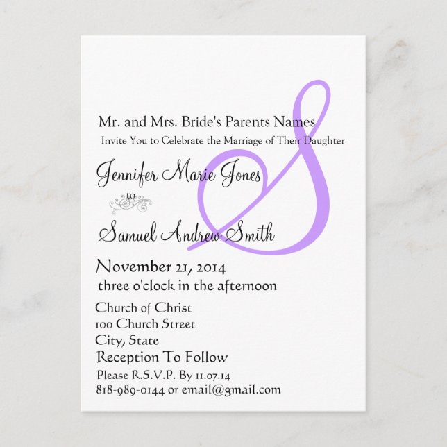 Monogram Wedding Postcard (Front)