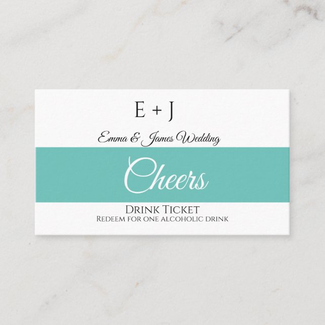 Monogram Wedding Reception Drink Ticket (Front)