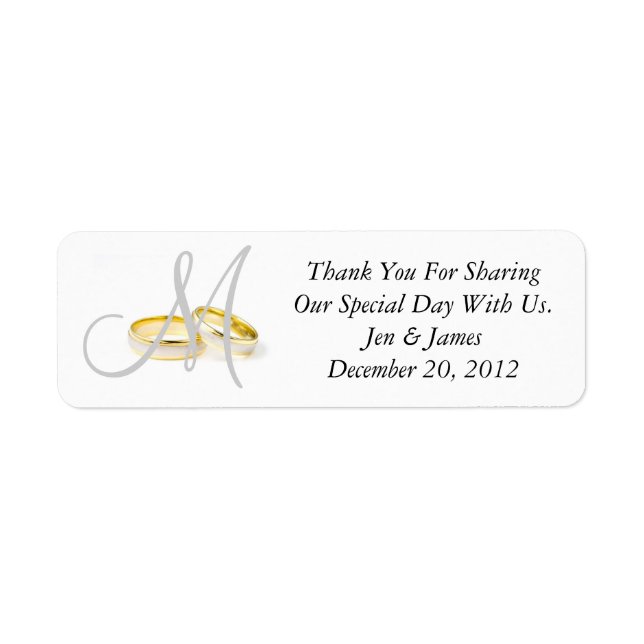 Monogram Wedding Rings Thank You Labels (Front)