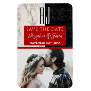 Monogram Wedding Save The Date Invitation Magnet