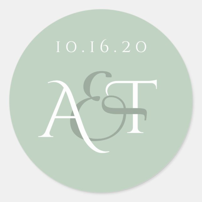 Monogram Wedding Seal Sage Wedding Initials (Front)