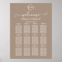 Monogram Wedding Seating Chart Sign Foam Board