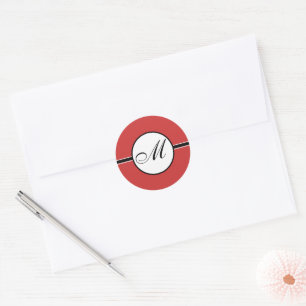 Monogram Wedding Shown Red You Choose Colour Classic Round Sticker