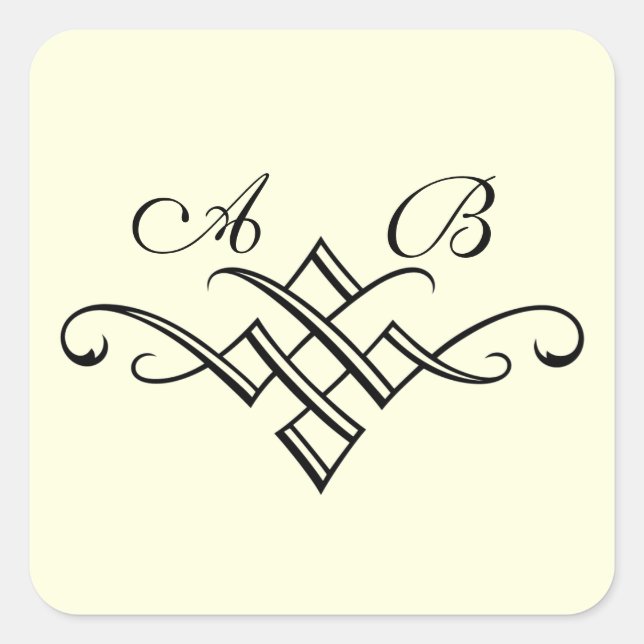 Monogram Wedding Sticker in Off White (Front)
