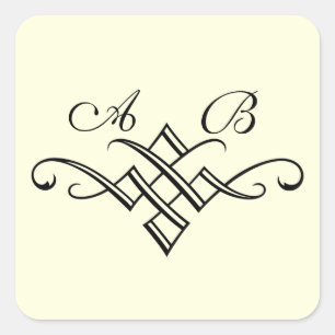 Monogram Wedding Sticker in Off White