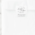Monogram Wedding Thank You Labels Stickers<br><div class="desc">Grey, black and white elegant wedding monogram thank you labels with thank you message. These wedding thank you stickers are the perfect way personalize your wedding favours. Custom template for initial "R". Add your bride and groom names and wedding date. Gorgeous script font overlay design on a white background. Elke...</div>