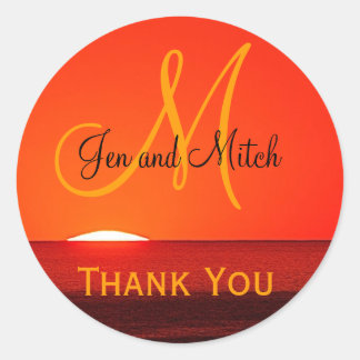 Monogram Wedding Tropical Sunset Envelope Seal