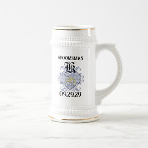 Monogram Wedding Vow Heart Beer Stein