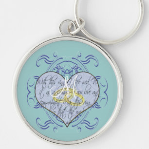 Monogram Wedding Vow Heart Keychain