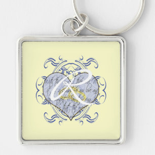 Monogram Wedding Vow Heart Keychain