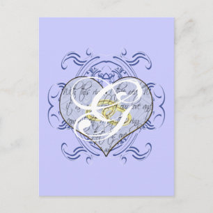 Monogram Wedding Vow Heart Postcard
