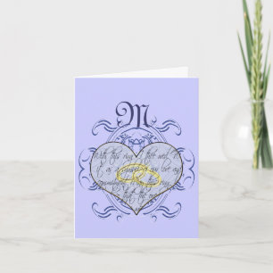 Monogram Wedding Vow Heart Thank You Card