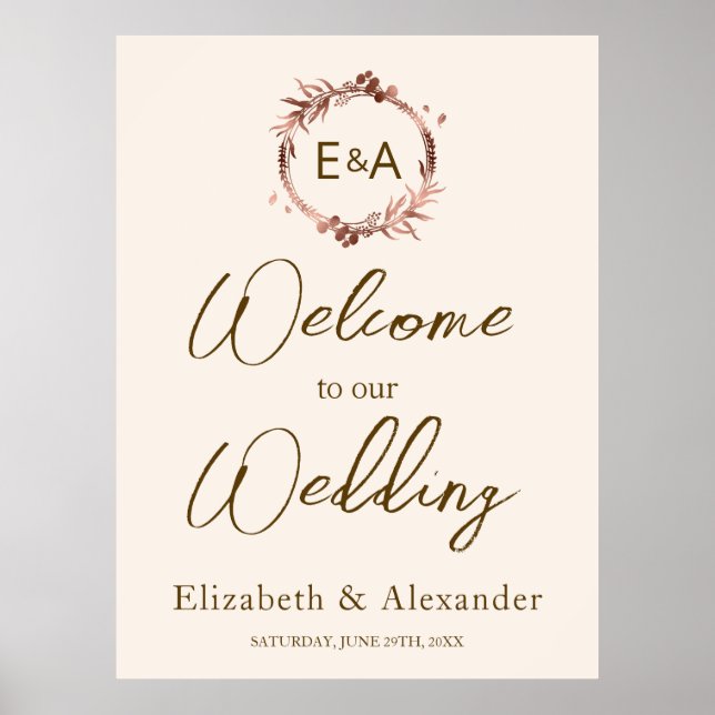Monogram Wedding Welcome Sign Foam Boar (Front)