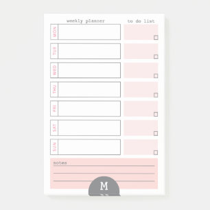 Monogram Weekly Planner Peony Post It Notes