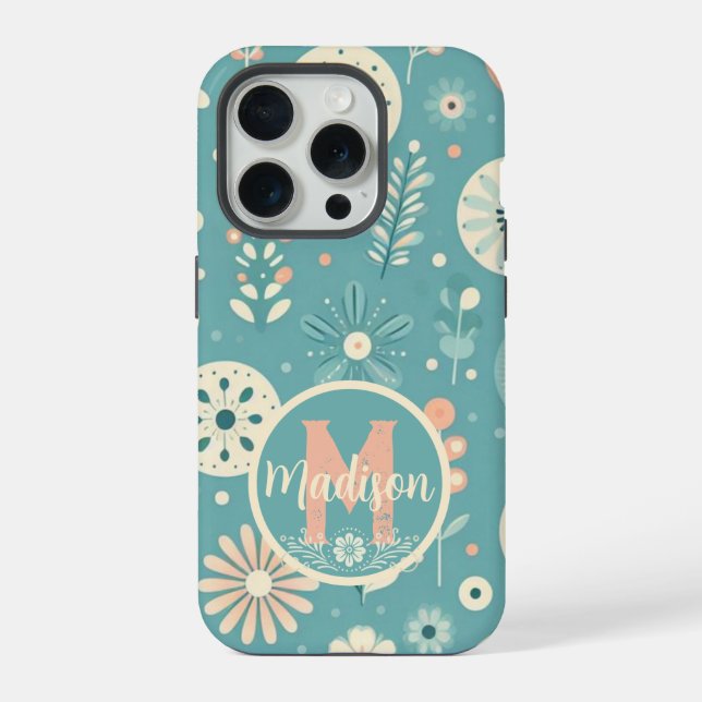 Monogram Whimsical Blooms iPhone Case (Back)