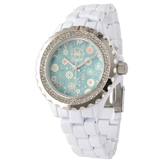 Monogram Whimsical Blooms Watch (Angled)