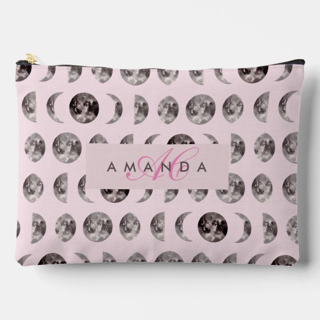 Monogram Whimsical Dreamy Moon Phases Gifts Accessory Pouch (Front)