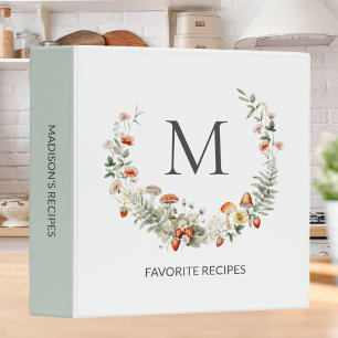 Monogram Whimsical Floral Botanical Family Recipe Binder
