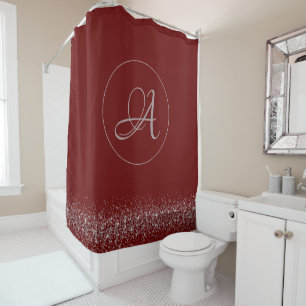 Monogram Whimsical Silver Glitter on Red