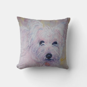 MONOGRAM WHIMSICAL WEST HIGHLAND TERRIER THROW PILLOW