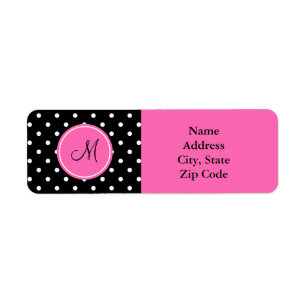 Monogram White and Black Polka Dot Pattern
