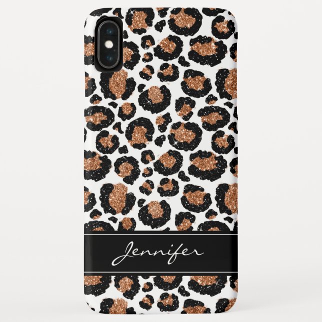 Monogram White and Gold Foil Cheetah Pattern Case-Mate iPhone Case (Back)