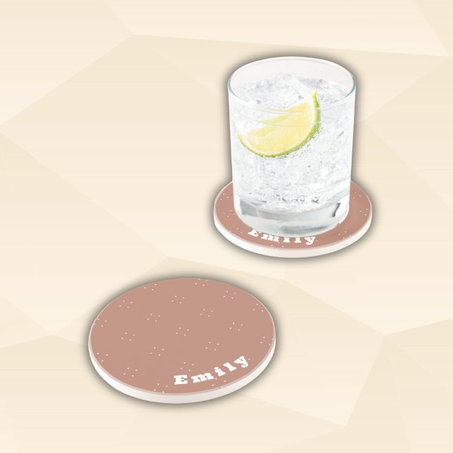 Monogram white arrow on mocha mousse background | coaster (Creator Uploaded)