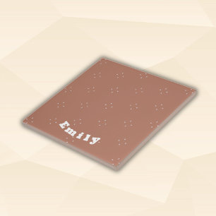 Monogram white arrow on mocha mousse background tile