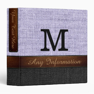 Monogram White & Black Burlap Rustic Jute Binder