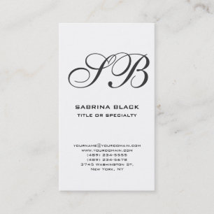 Monogram White Black Consultant Business Card