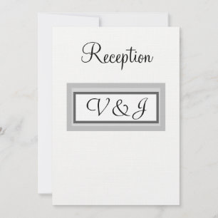 Monogram White Black Reception Invitation