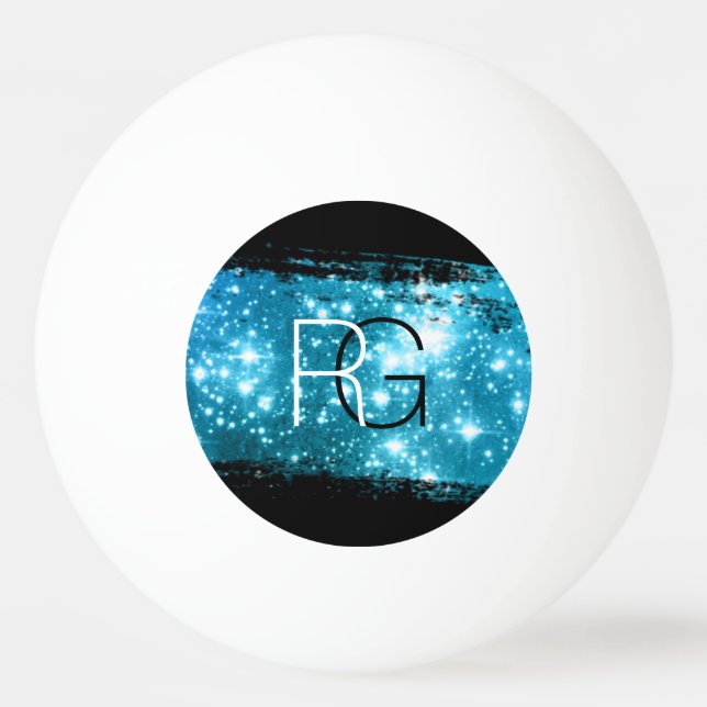 Monogram White & Black, Stardust Brush Stroke Ping Pong Ball (Front)