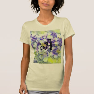 Monogram White Cherry Blossoms Watercolor T-Shirt