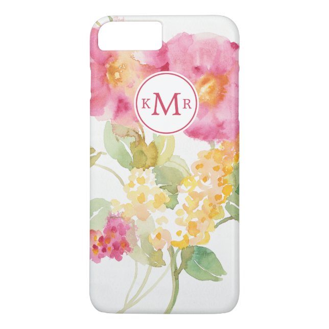 Monogram | White Daisy on Blue Case-Mate iPhone Case (Back)
