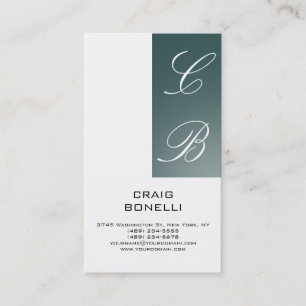 Monogram White Dark Slate Grey Business Card