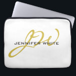 Monogram White Gold Colour Plain Modern Minimalist Laptop Sleeve<br><div class="desc">Looking for a functional and a great looking design? This simple,  minimalist and modern design is for you. How about this design that will draw attention to you?</div>