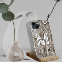 Monogram White & Gold Glitters Funky Retro Groovy