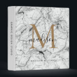Monogram White Gold Marble Script Office School Binder<br><div class="desc">Elegant Monogram Gold White Marble Gold Script Name Home Office Professional Work Back to School Recipe Cookbook 3 ring binder</div>